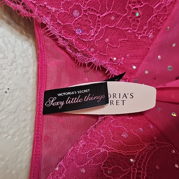 NWT Y2K Vintage Sexy Little Things Victorias Secret Pink Sparkle Cami,Panty Set - Picture 11 of 15